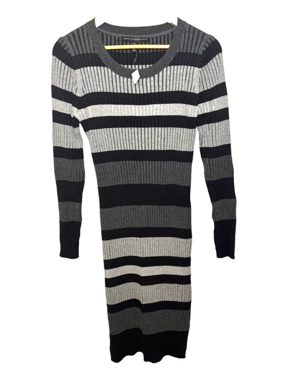 NWT White House Black Market Knit striped dress Gray Black Size Medium Long/S